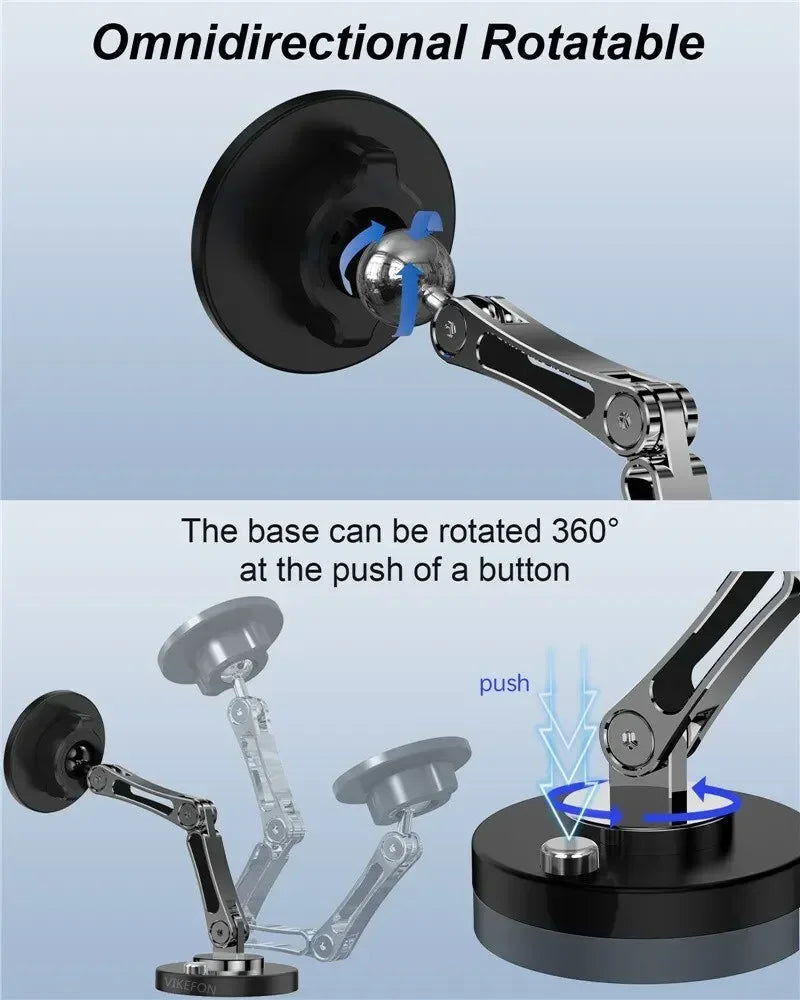 Foldable Universal Car Magnetic Holder Dashborad Alloy Magnetic Car Mount Smartphone Mobile Bracket For iPhone15 Samsung Xiaomi