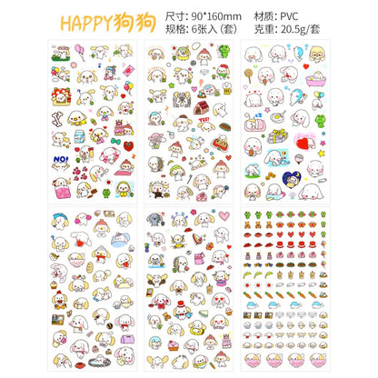 6Pieces/Set Transparent Pvc Waterproof Cartoon Sticker DIY Hand Account Decorative Stickers Kawaii Phone Cup Stickers