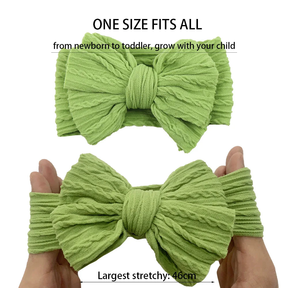 Solid Cable Bows Baby Headbands for Child Nylon Layers Kids Elastic Hairbands Headwraps Newborn Boys Girls Hair Accessories