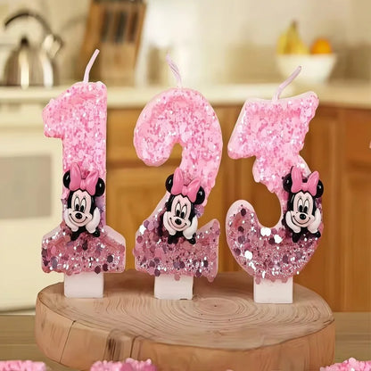 3D Number Birthday Cartoon 0-9 Minnie Mouse Candles Cake Anniversary Party Plug-in Birthday Cake Decoration Supplies DIY Gifts