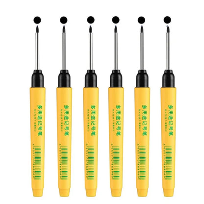 6pcs/set 33mm Red/Blue/Black Long Head Marking Pen Woodworking Decoration Deep Hole Waterproof Pen Multipurpose Marking Tool
