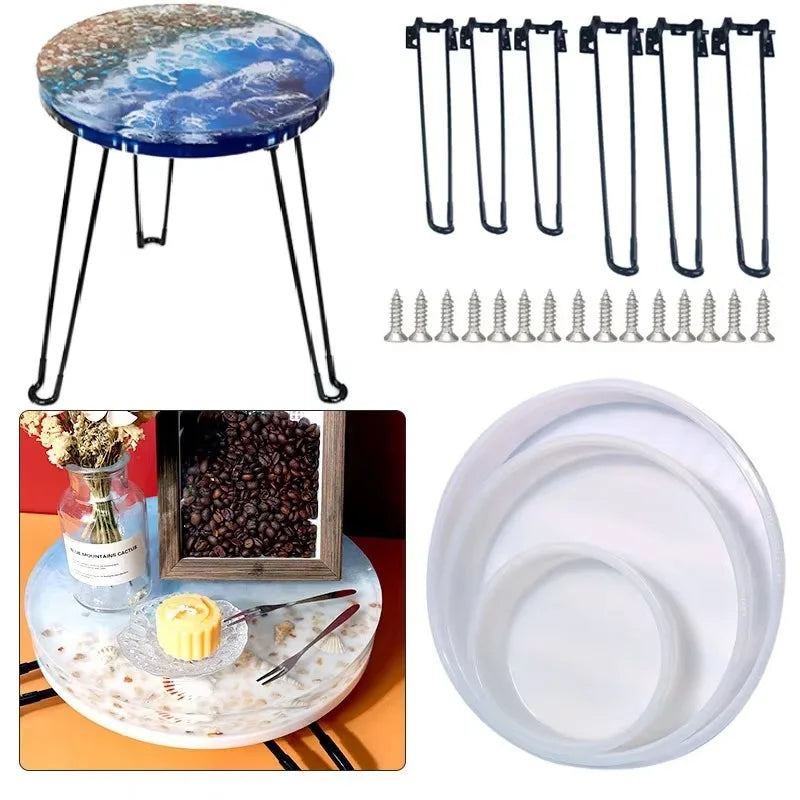 Large Round Tray UV Resin Mold Crystal Desk Silicone Mold DIY River Table Mold Fruit Disc Tea Plate Coaster Making Mold Tools