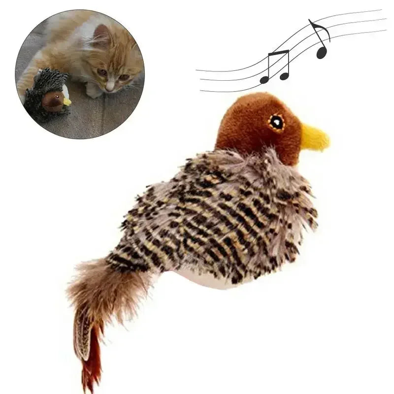 Cat interactive toy electric simulated bird chirping plush cat toy pet feather teaser bird-shaped toy