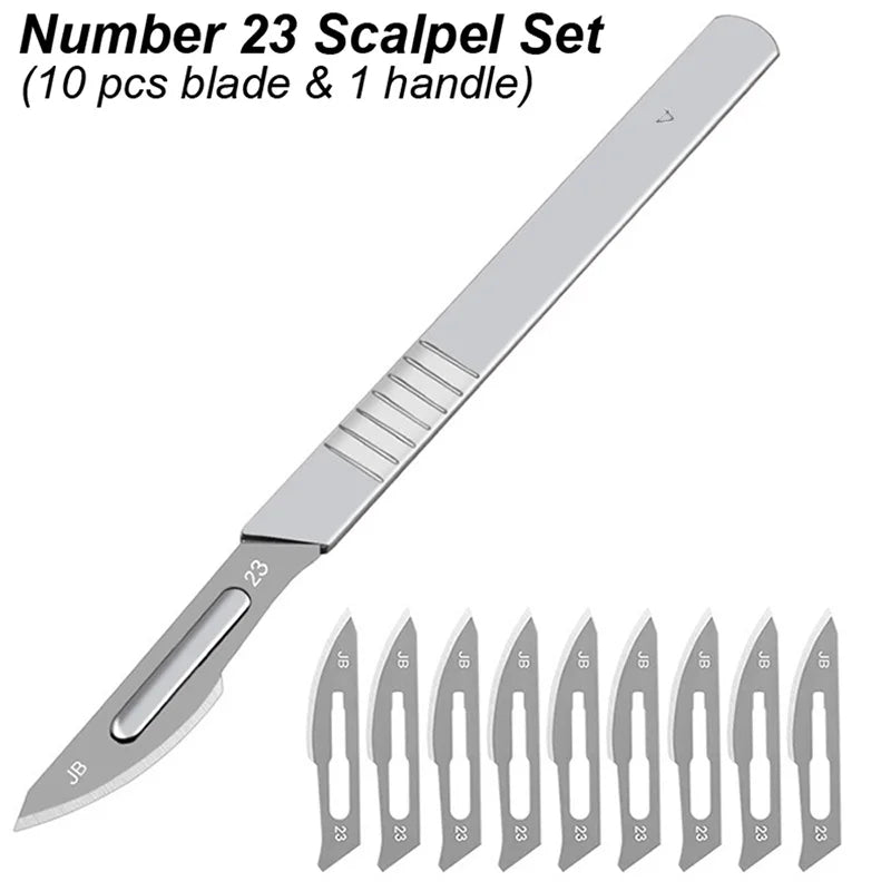 11 23 Scalpel Blade Set Metal Handle Stationery Steel Precision Craft Knife Cutter Wood Carve Stencil Box Open DIY Surgical Tool