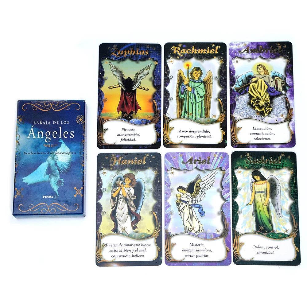 Spanish Tarot cards Angel Oracle Deck Spanish Spiritual Card Set Divine Guidance Angelic Messages Inspirational pocket-sized
