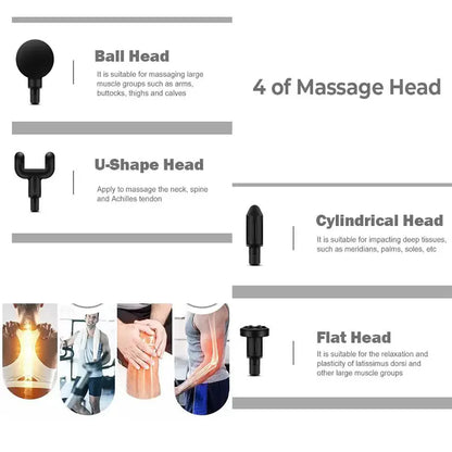 Portable Fascial Massage Gun Electric Percussion Pistol Massager Body Relaxation With LED Touch Screen 4Replaceable Massage Head