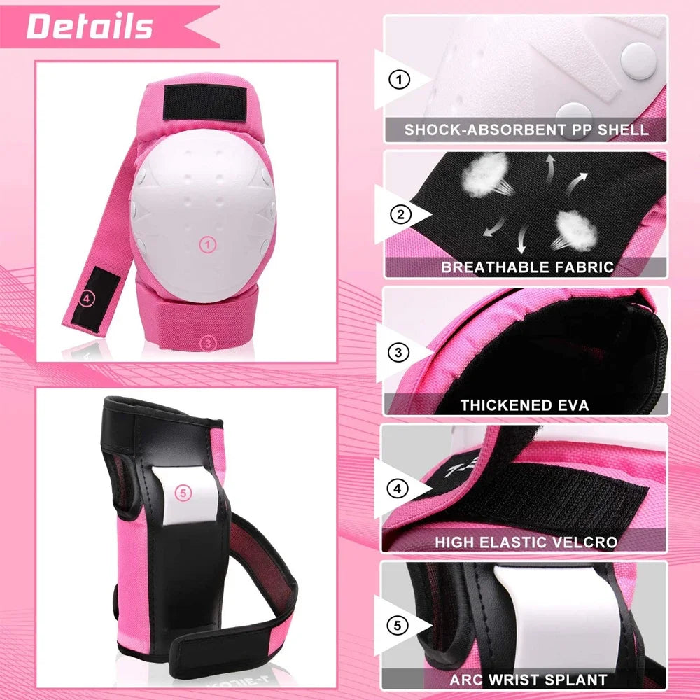 Kids/Adults Knee Elbow Pads Wrist Guards, Protective Gear Set for Roller Skates, Cycling, BMX, Skateboard, Scooter Riding Sports