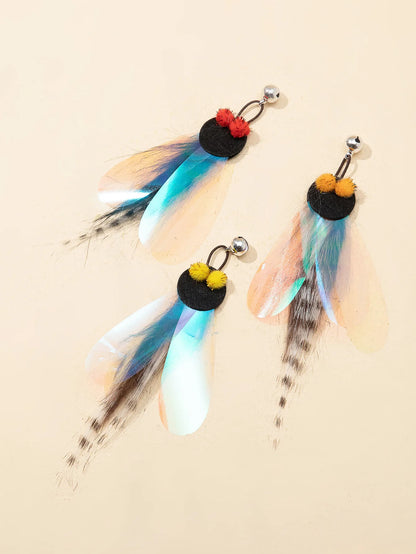 Cat Toys Feather Toy for Cats Teaser Stick Bite Resistant Butterfly Cat Toys Interactive Durable Cats Toy with Bell Pet Products