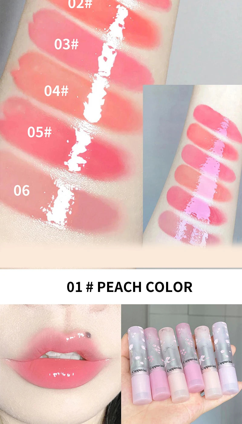 Flowery dish language lip gloss mirror lip glaze beep lip water light lasting makeup not easy to dip cup makeup