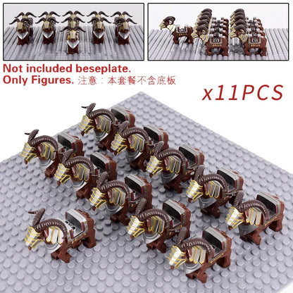 Medieval Military Sets Cavalry Figures War Horse Animals Building Blocks Parts Knight Weapons Accessories Toys for kids gifts