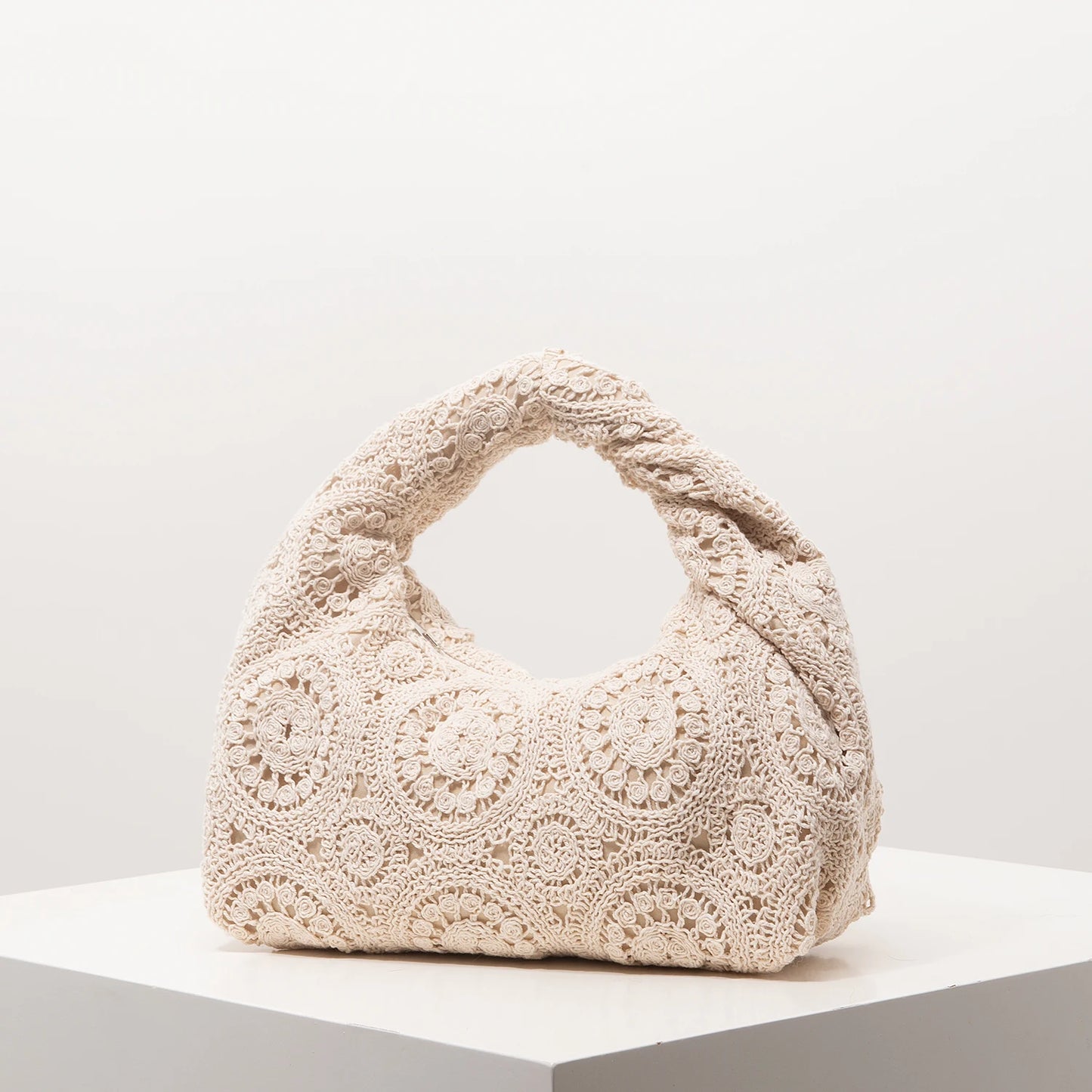 Pattern Hollow Woven Handbag，Bohemia Beach Bags for Women，Crochet Set，Beach Accessories Women，Travel Must Haves（Random Pattern）