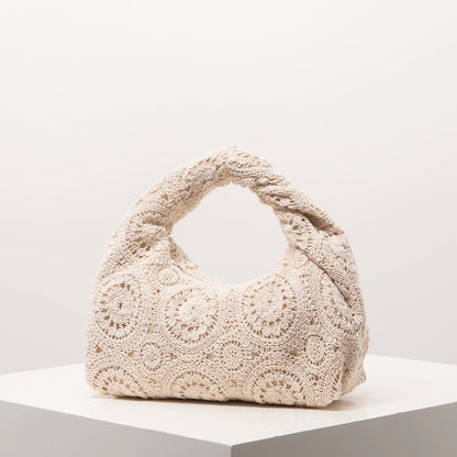 Pattern Hollow Woven Handbag，Bohemia Beach Bags for Women，Crochet Set，Beach Accessories Women，Travel Must Haves（Random Pattern）