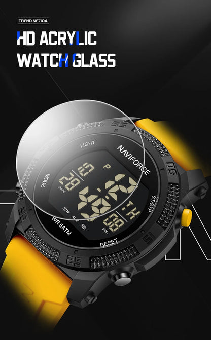 NAVIFORCE Brand Original Men Fashion Watch Water Resistant Personality Wristwatches Luxury Silicone Strap Electronic Clock 2024