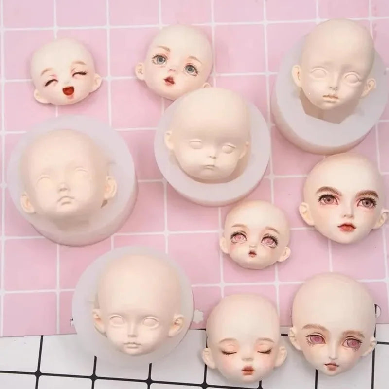 3D Baby Face Silicone Molds Human Facial Mould DIY Doll Modified Polymer Clay Fondant Cake Decor Action figure Handmade Mold