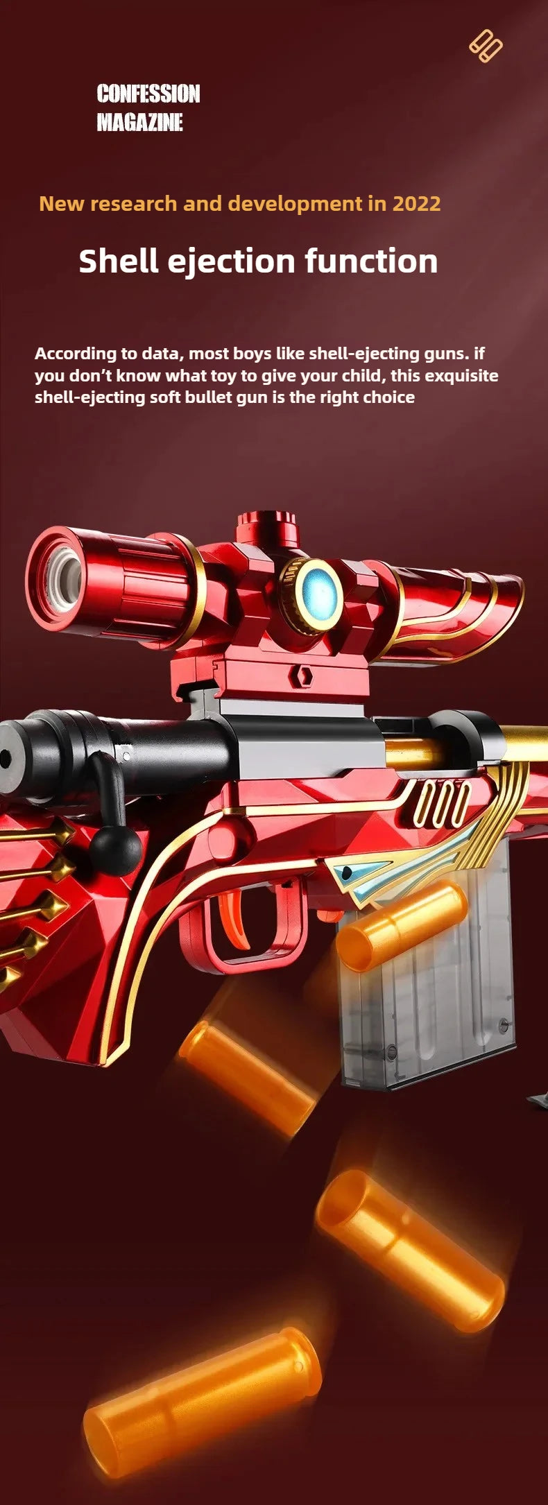 M24 Sniper Rifle Toy Gun Soft Bullet Shooting Manually Loaded Safe for Boys Christmas Gift