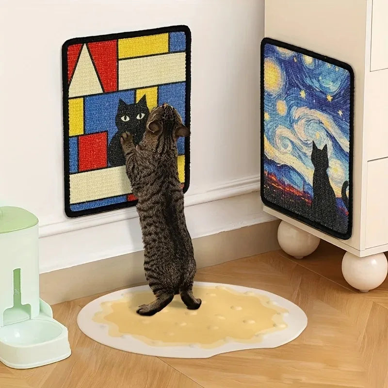Wall-Mounted Cat Scratching Pad & Mat - Reinforced Sisal Surface for Claw Health, Space-Saving Design with Soft Ledge
