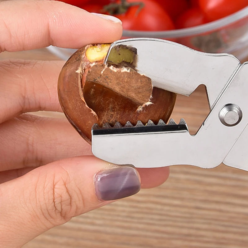 Stainless Steel Chestnut Clip Multifunctional Walnut Plier Chestnut Cut Scissors Walnuts Nuts Opener Clip Kitchen Gadgets