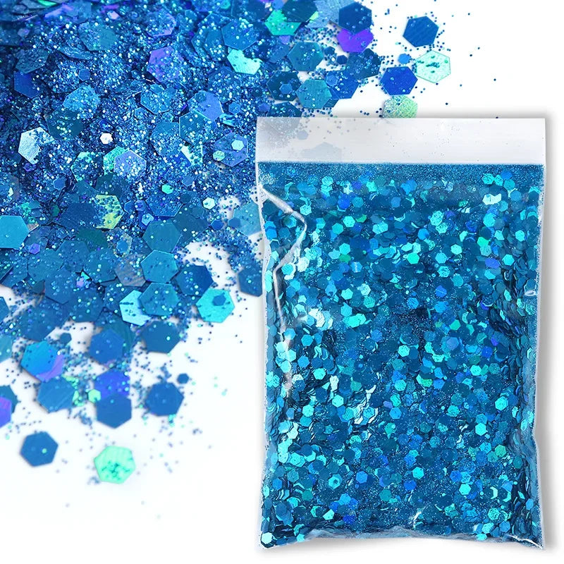 50g Chunky Glitter Holographic Laser Flakes Nail Glitter Powder For Jewelry Making Diy Resin Art Craft Fine Iridescent Sequins