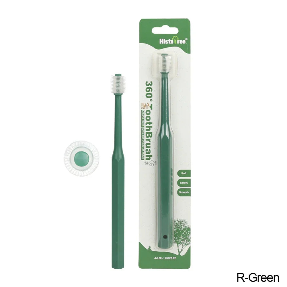Pet Cat Toothbrush Super Soft Nylon Bristles Tooth Brush 360 Degree Oral Cleaning&Cat Face Blackhead Cleaning Cat Acne Brush