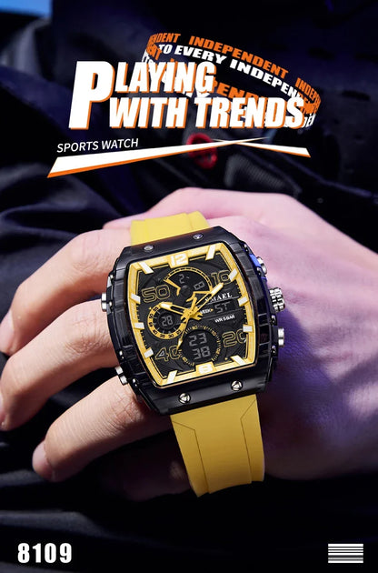 SMAEL 8109 Digital Watch Men Outdoor Sport 5ATM Waterproof LCD Electronic Male Quartz Watches for Men's Chronograph Wristwatch