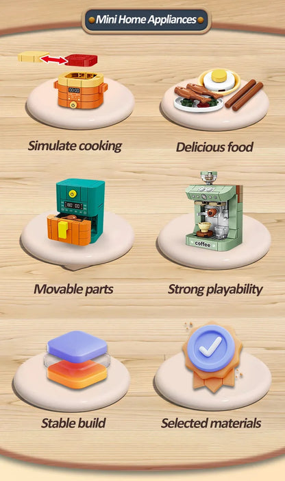 Pretend Play Home Appliance Building Blocks Kids Toys Birthday and Holiday Gift Mini Appliances Set Including Fan Computer Stove