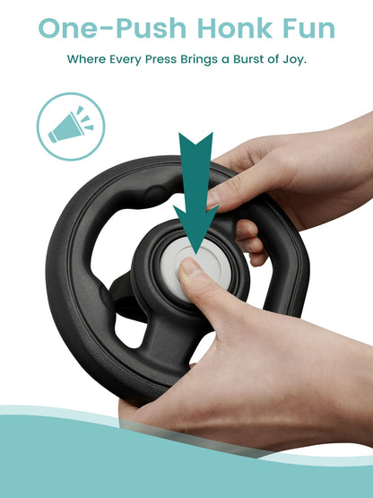 Stroller Steering Wheel Accessory with Honking Sound & 360° Rotation, Engaging Baby Travel Stroller Attachment to Calm Fussy Rid