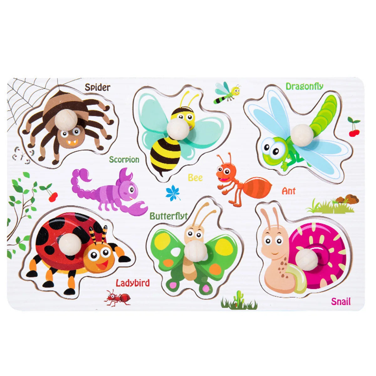 1pc Wooden Jigsaw Puzzle Kids Montessori Games Educational Toys for Children Animal Fruits Shapes Hand Grasp Board Wood Puzzles