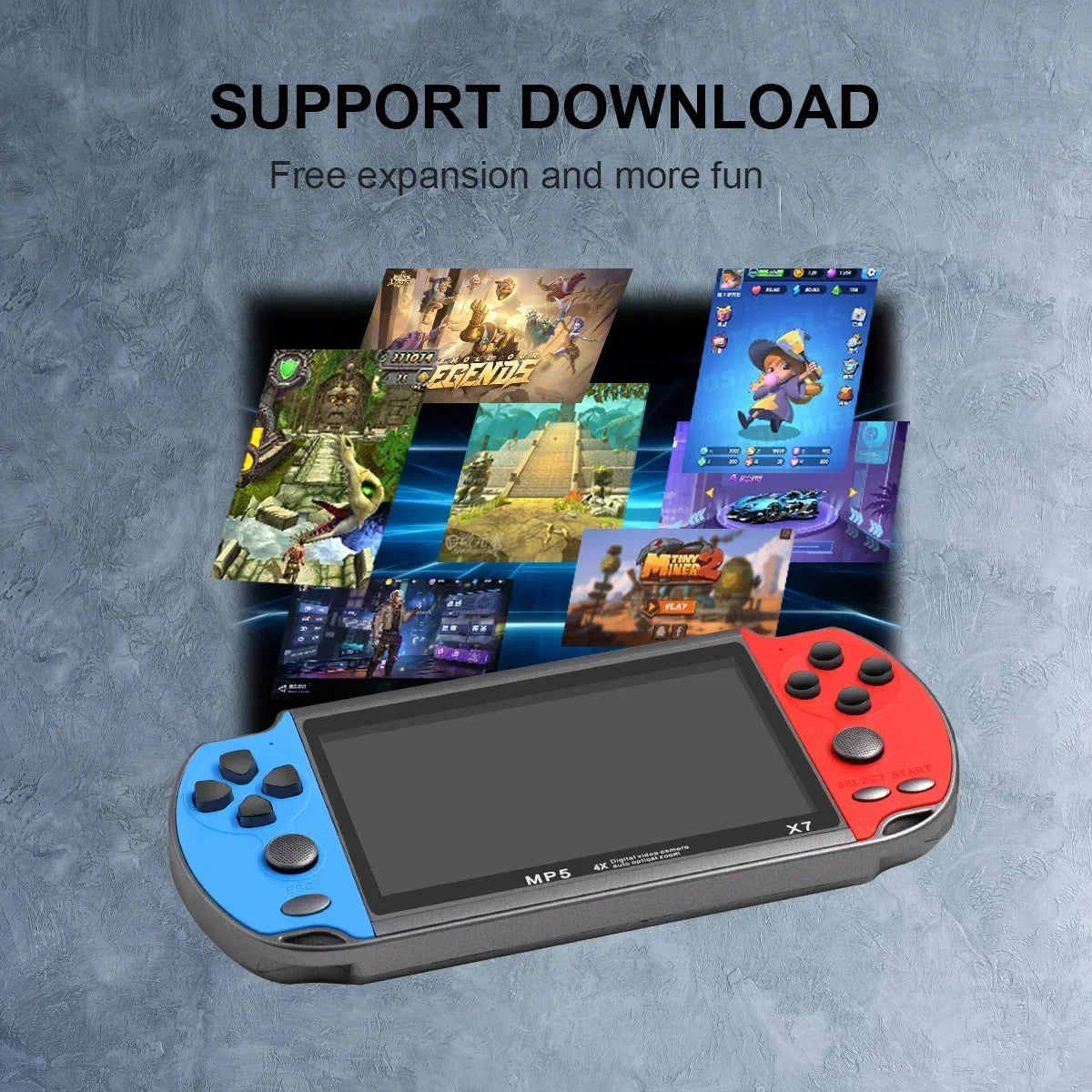 GAMINJA X7 4.3inch Built-in 9000+ Games Handheld Game Console TFT Screen Video Game Player HD Game For GBA GBC NES GBC