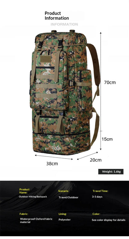 Homefish 80L/100L Large Mountaineering Backpack Outdoor Climbing Bag Tactical Rucksack Hiking Camping Travel Backpack