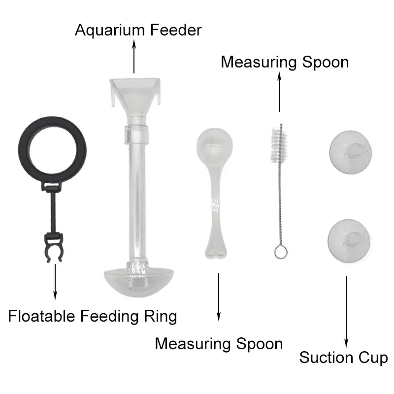 Acrylic Aquarium Fish Feeder Transparent Tube Telescopic Multifunctional  Fish Tank Food Dispenser with Feeding Ring