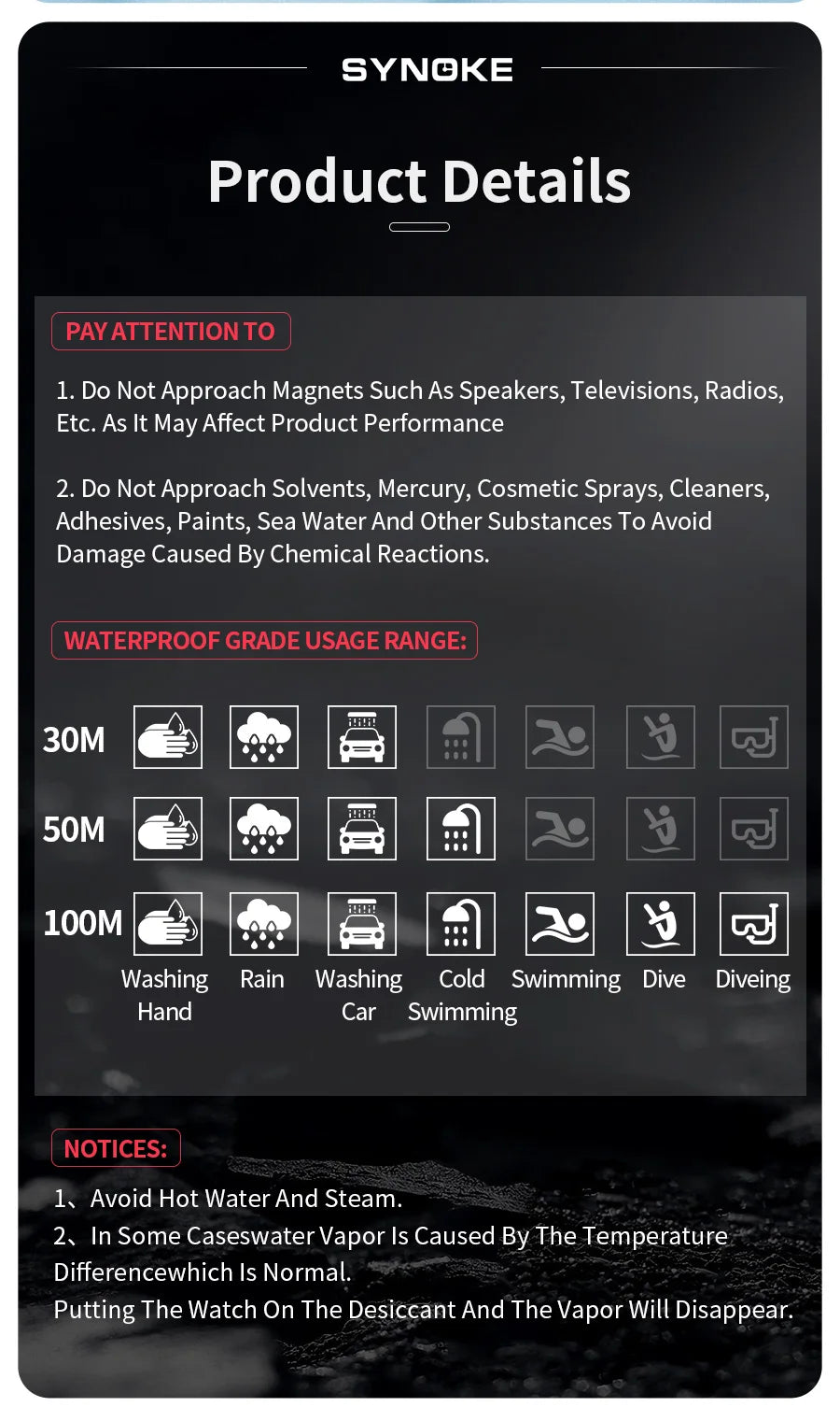 SYNOKE Digital Watch Student Electronic Outdoor Sports Boy Luminous Waterproof MultiFunction Watch Retro Square Watch