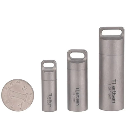 Tiartisan Titanium Mini EDC Tools Portable Sealed Medicine Bottle Home Outdoor Pill Box Waterproof Titanium Pill Container