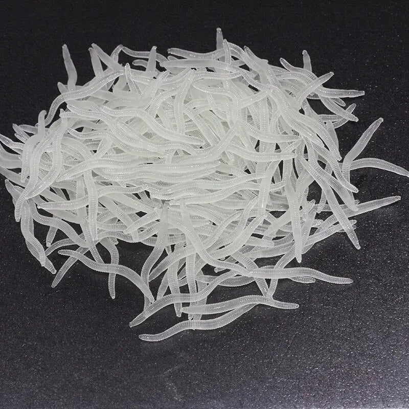 Bionic Red Worm Lure 100pcs 3.5cm Lifelike Silica Gel Fishy Artificial Red Worm Earthworm Bait Submerge Simulation Lure Pesca