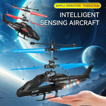 2-Way Remote Control Airplane Infrared Induction Helicopter LED Lights Drone USB Charging Fighter Model Boy Toy