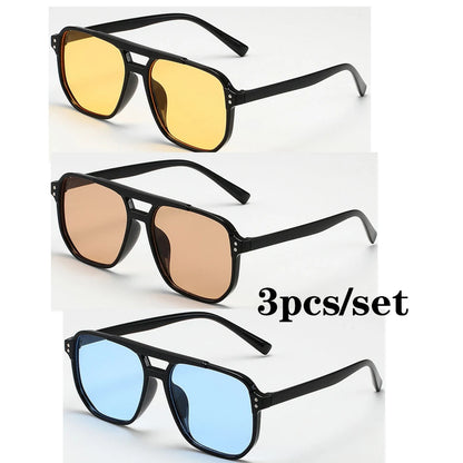 Women Men Square Sun Glasses Retro Polygon Sunglasses Female Black Vintage Fashion Ladies Oculos De Sol Double Beam Eyeglasses