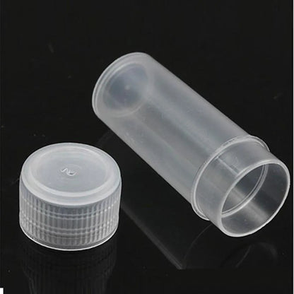 50Pcs 5ML Plastic Sample Small Bottle Vial Storage Vial Storage Container Test Tube with Screw Caps for Lab powder Sample