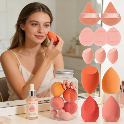 12/14Pcs Makeup Sponge Set Cosmetic Blender Beauty Egg Foundation Sponge Powder Puffs Mini Finger Puff Women Make Up Accessories