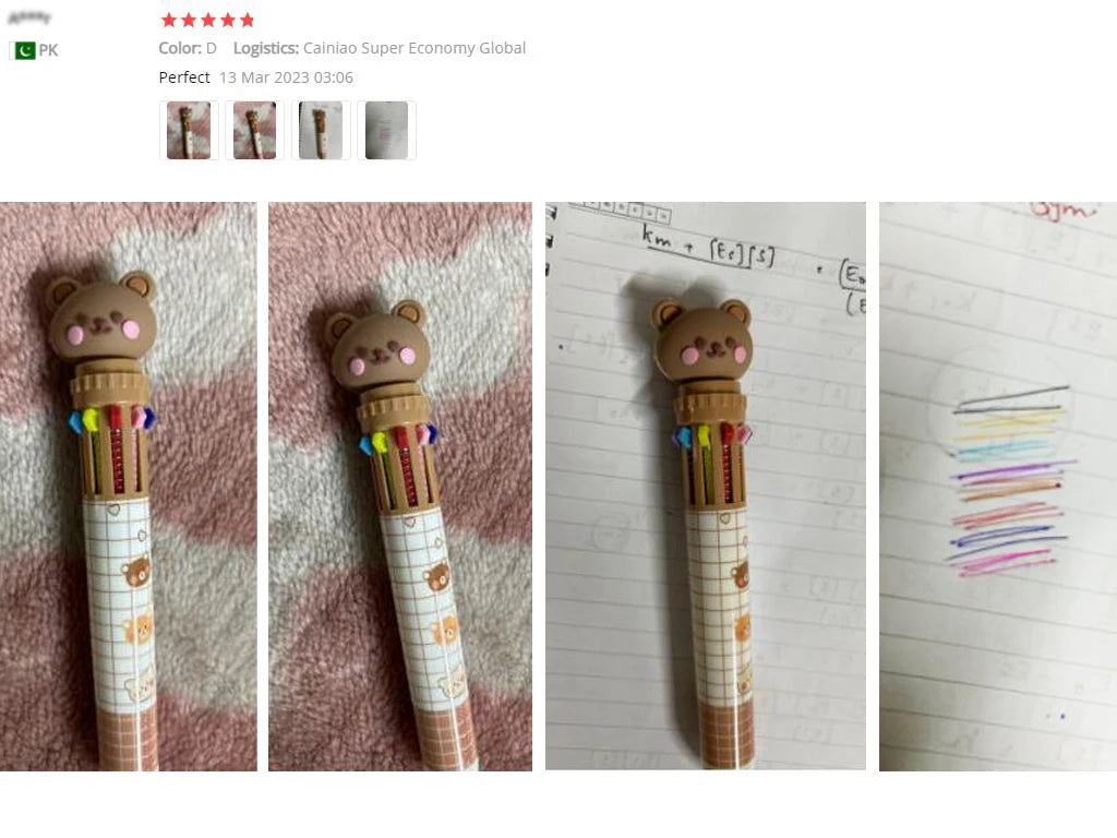 10 Colors Ballpoint Pen Cartoon Bear 0.5mm Colorful Ink Gel Pens Silicone Kawaii Pens School Office Supplies Korean Stationery
