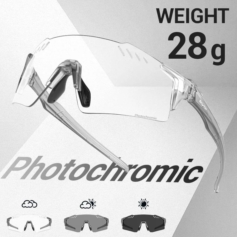 SCVCN Red Photochromic UV400 Sunglasses Cycling Glasses Sports for Men Mountain Bike Road Bicycle Eyewear Fashion Goggles MTB