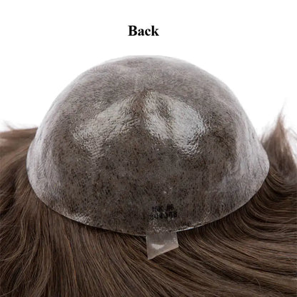 Male Hair Prosthesis 0.12-0.14mm Injection Skin Toupee Man Wigs For Men Wig Men's capillary prothesis 100% Human Hair Men's Wigs