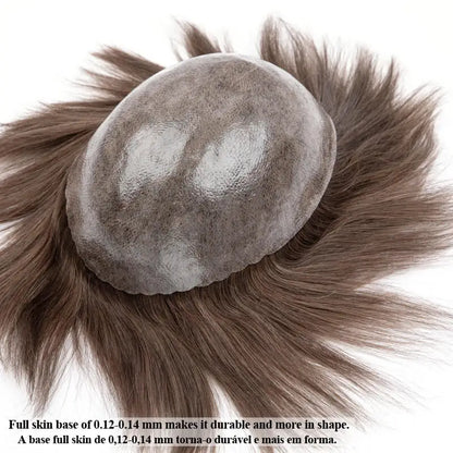Male Hair Prosthesis 0.12-0.14mm Injection Skin Toupee Man Wigs For Men Wig Men's capillary prothesis 100% Human Hair Men's Wigs