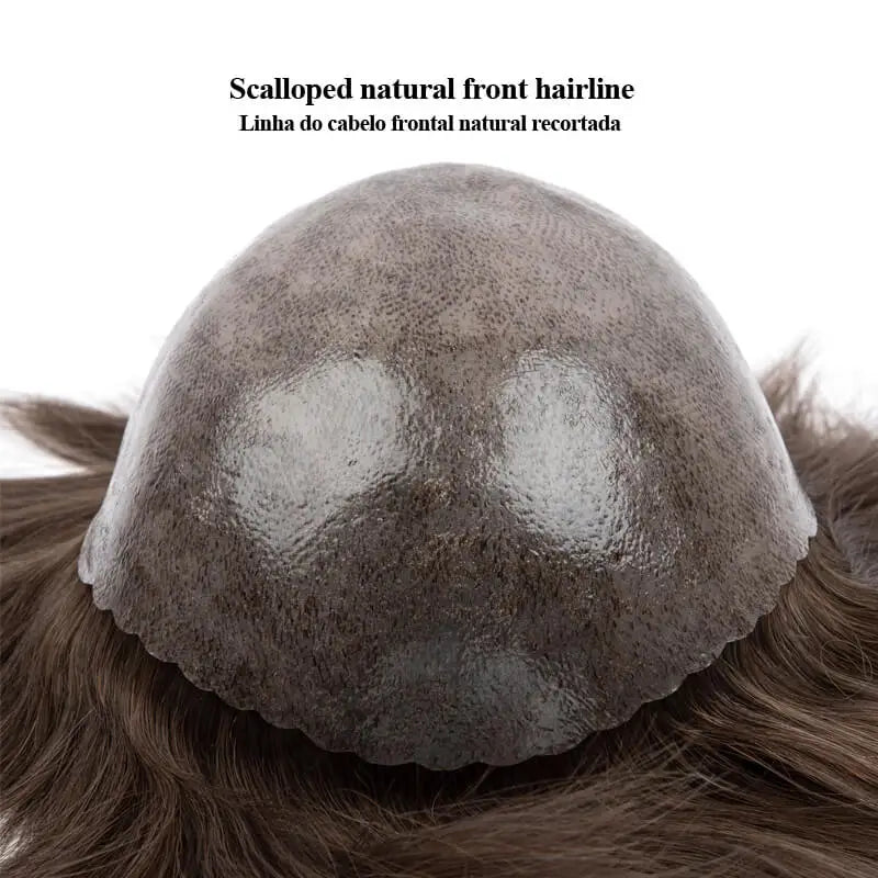 Male Hair Prosthesis 0.12-0.14mm Injection Skin Toupee Man Wigs For Men Wig Men's capillary prothesis 100% Human Hair Men's Wigs