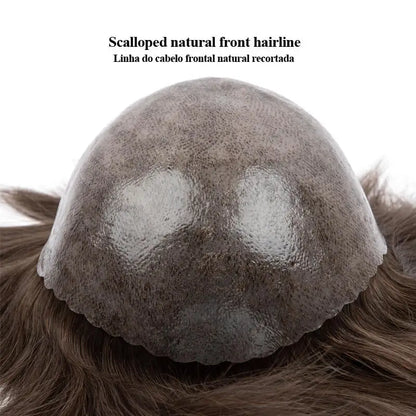 Male Hair Prosthesis 0.12-0.14mm Injection Skin Toupee Man Wigs For Men Wig Men's capillary prothesis 100% Human Hair Men's Wigs