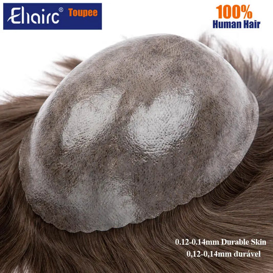 Male Hair Prosthesis 0.12-0.14mm Injection Skin Toupee Man Wigs For Men Wig Men's capillary prothesis 100% Human Hair Men's Wigs