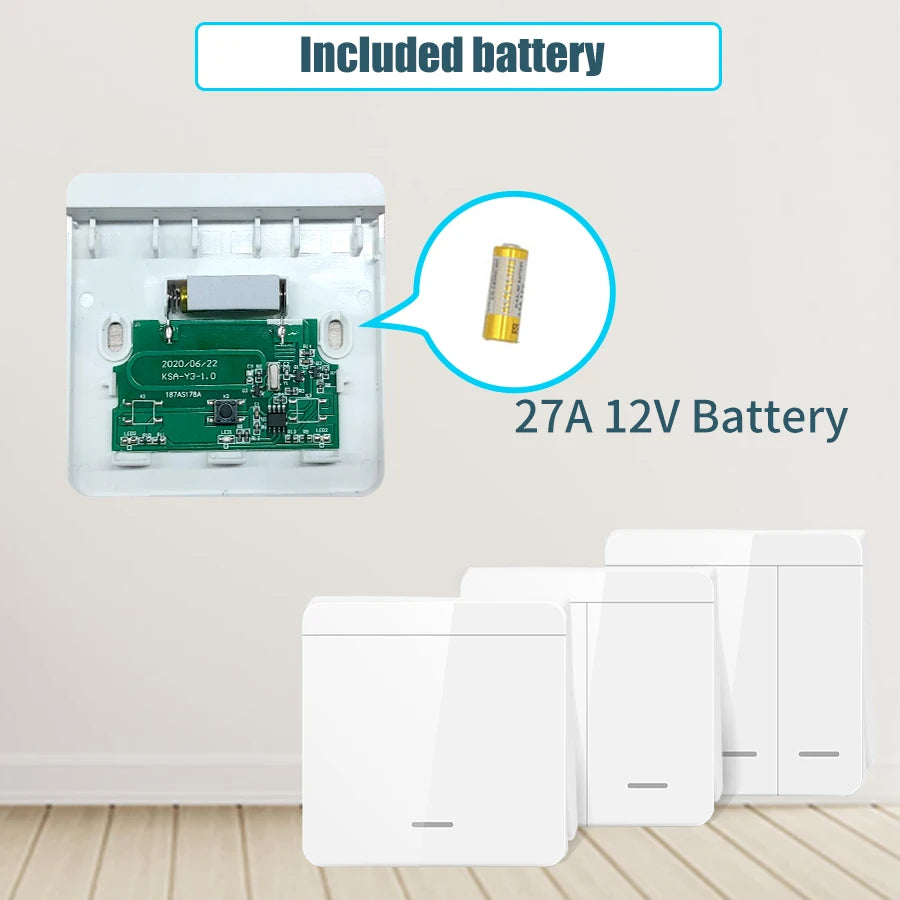 Wireless ON OFF Switch RF433 Module Remote Control Light Switch 1/2/3 Gang Wall Switch for Light Bulb Chandelier 10A 110V 220V