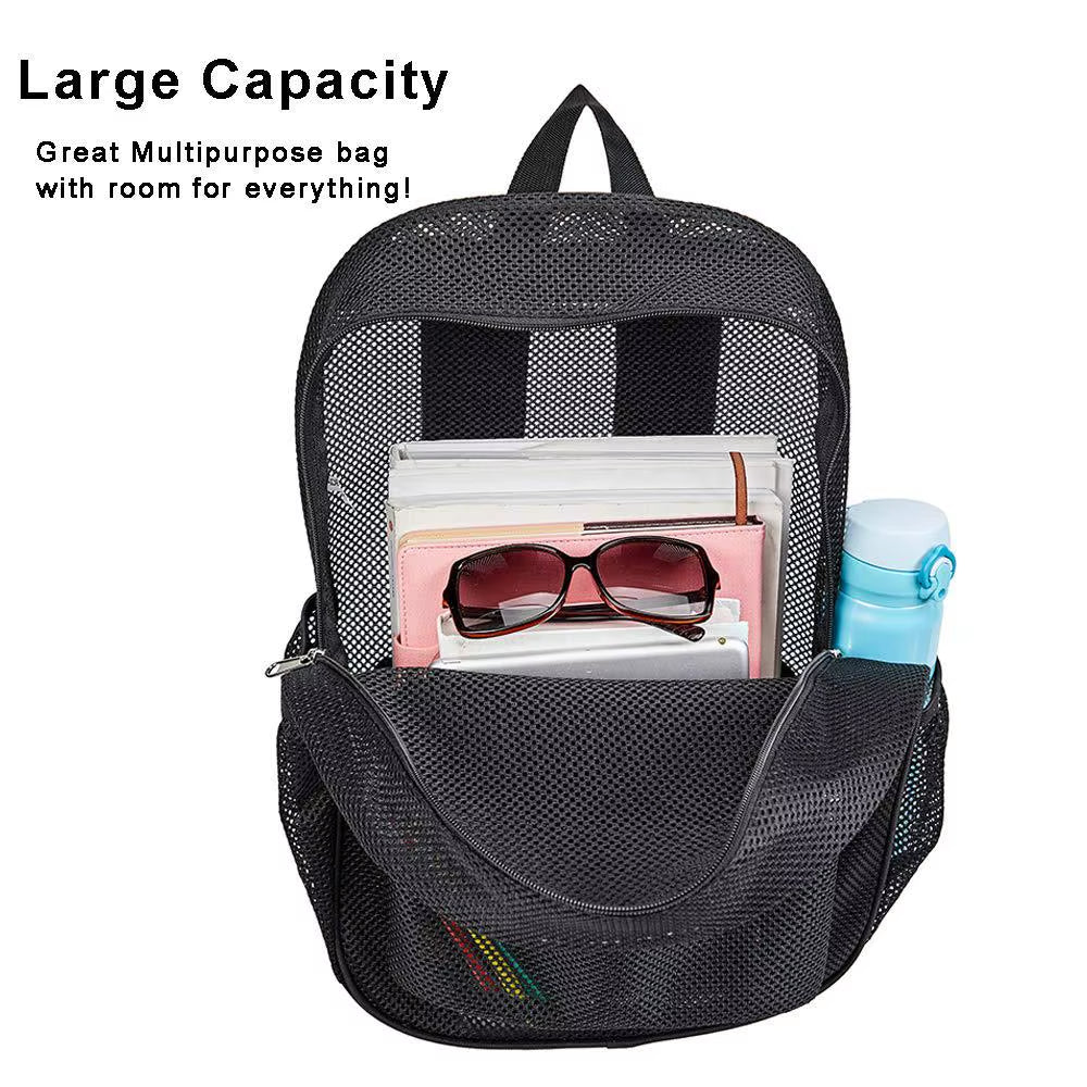 Women'S Mesh Breathable Backpack Portable Hollow Casual Outdoor Travel Storage Bag