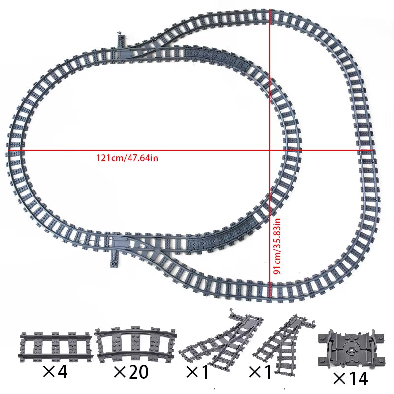 MOC Compatible with LEGO Train Track Combination Scene Building Blocks DIY Cross Track Railroad Flexible Bricks Toys Rail Car