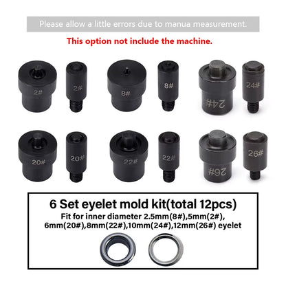 WUTA Manual Button Installation Tool Mute Punching Mushroom Rivets, Eyelet Hand Pressing (Without /With Machine) DIY Craft Tools