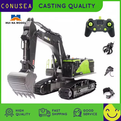1/14 HUINA 1593 582 RC Excavator Dumper Truck Crawler Alloy Tractor Loader 2.4G Radio Controlled Car Engineering Toy for Boy