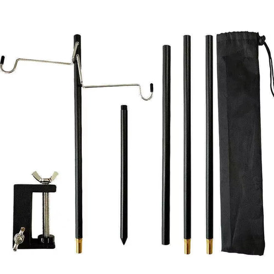 WESTTUNE 4-Section Camping Lantern Stand Aluminum Alloy Detachable Lamp Pole Portable Outdoor Light Holder Folding Lamp Hanger